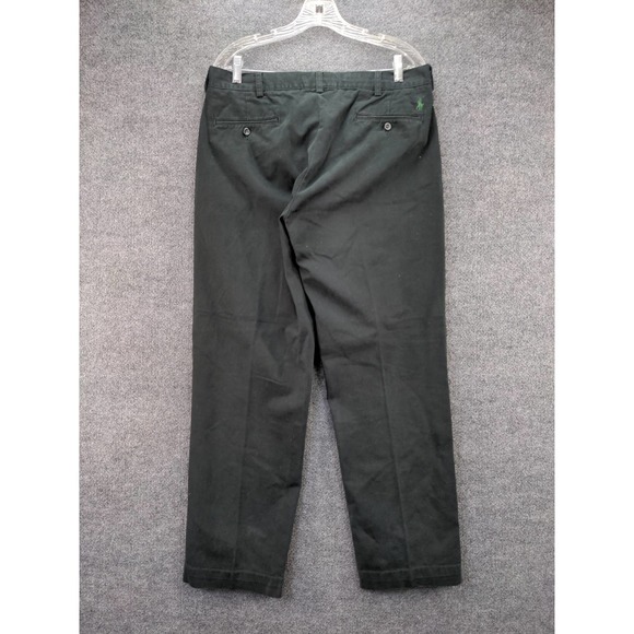 Mens Polo by Ralph Lauren Preston Pants Size 35x32 Black Green Pony SEE DESC - Picture 2 of 12